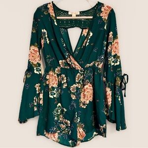 Band of Gypsies Floral Romper • L/S with Split Bell Sleeves • Size Small